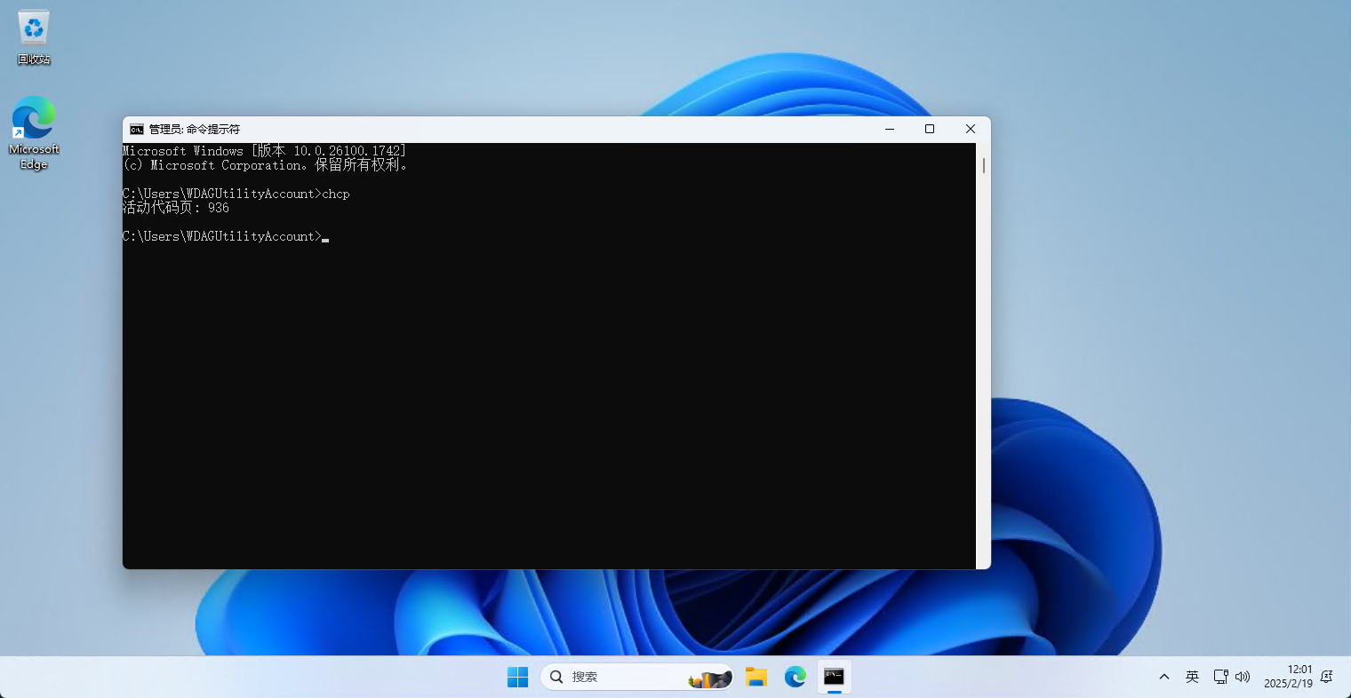 Windows 11 操作系统（简体中文）默认控制台编码
